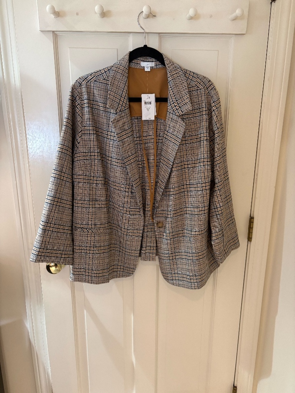 NWT J.Jill Black and Tan Plaid Women's Blazer Petite XL